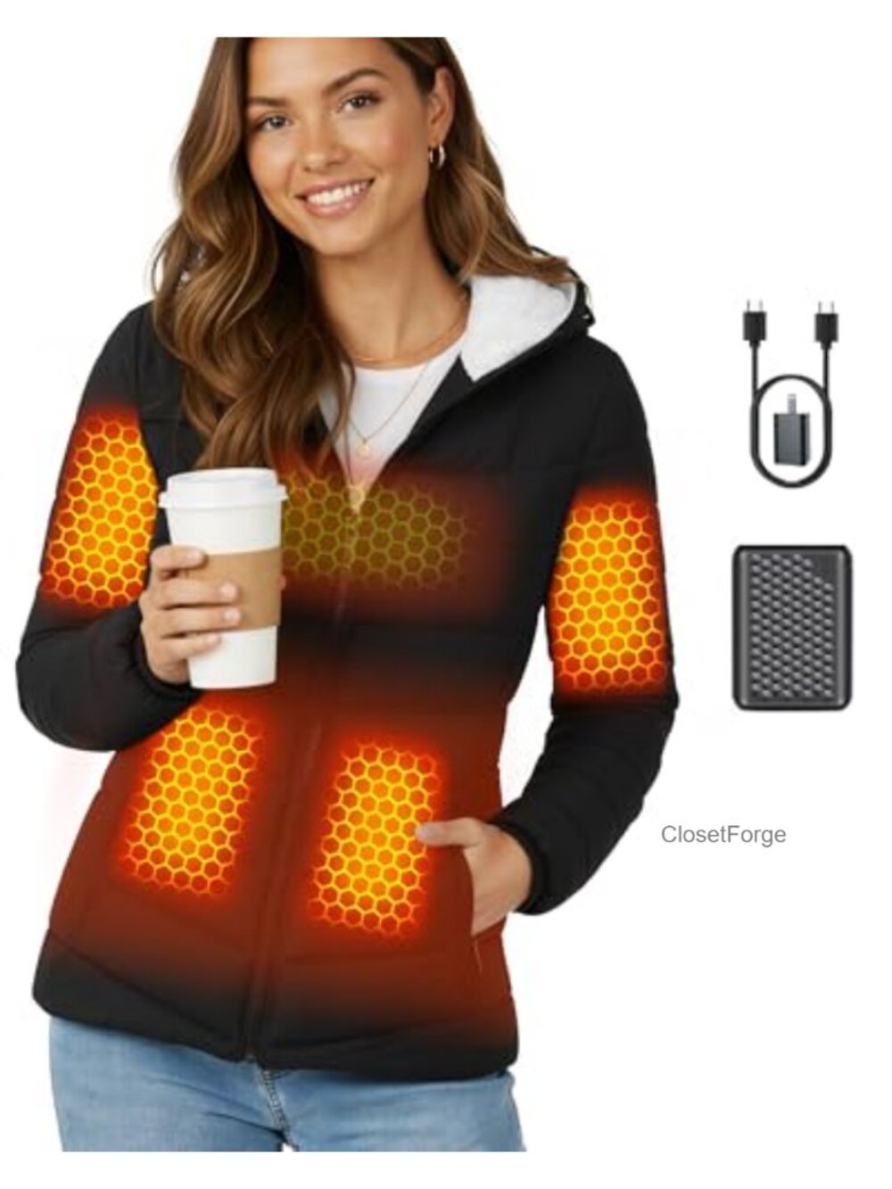 Graphene Heated Jacket 12V Fast Charge 18400mAh Battery Water Repellent
